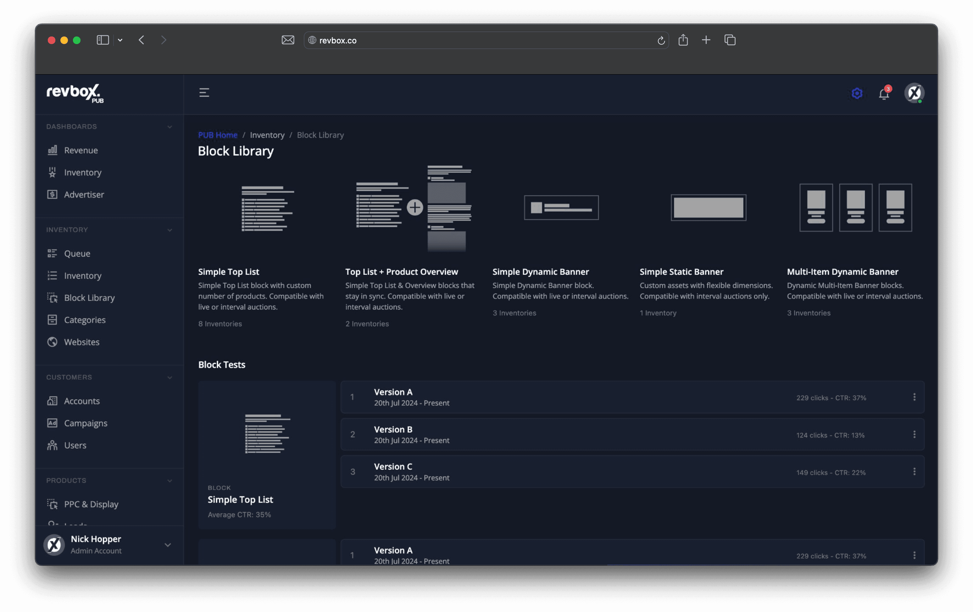 Revbox Block Library Screenshot